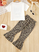 Load image into Gallery viewer, BESTIE Round Neck T-Shirt and Leopard Pants Set