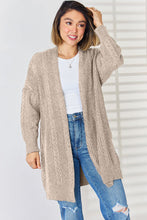Load image into Gallery viewer, Cable-Knit Open Front Dropped Shoulder Cardigan