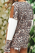 Load image into Gallery viewer, Leopard V-Neck Dropped Shoulder Blouse