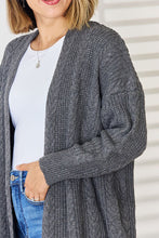 Load image into Gallery viewer, Cable-Knit Open Front Dropped Shoulder Cardigan