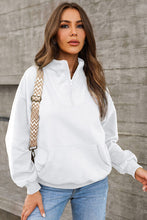 Load image into Gallery viewer, Quarter Zip Dropped Shoulder Sweatshirt
