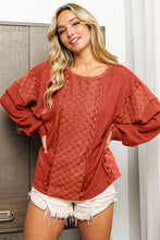 Load image into Gallery viewer, BiBi Checkered Spliced Long Sleeve Top