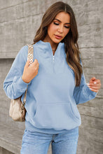 Load image into Gallery viewer, Quarter Zip Dropped Shoulder Sweatshirt