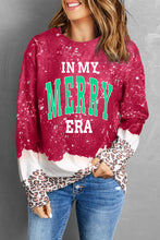 Load image into Gallery viewer, IN MY MERRY ERA Leopard Round Neck Sweatshirt