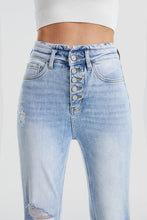 Load image into Gallery viewer, BAYEAS Full Size Distressed Raw Hem High Waist Flare Jeans