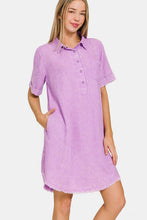 Load image into Gallery viewer, Zenana Washed Linen Raw Hem Dress with Pockets