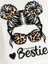 Load image into Gallery viewer, BESTIE Round Neck T-Shirt and Leopard Pants Set