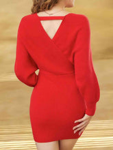 Load image into Gallery viewer, Surplice Neck Dolman Sleeve Sweater Dress