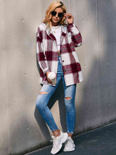 Load image into Gallery viewer, Plaid Dropped Shoulder Hooded Jacket