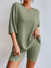 Load image into Gallery viewer, Ribbed Round Neck Top and Shorts Set