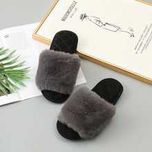 Load image into Gallery viewer, Faux Fur Open Toe Slippers