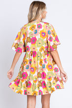 Load image into Gallery viewer, GeeGee Floral V-Neck Ruffle Hem Mini Dress