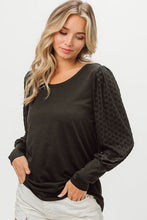 Load image into Gallery viewer, BiBi Round Neck Polka Dot Lantern Sleeve Top