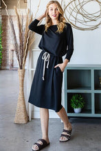 Load image into Gallery viewer, Reborn J Drawstring Waist Long Sleeve Tee Dress