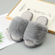 Load image into Gallery viewer, Faux Fur Open Toe Slippers