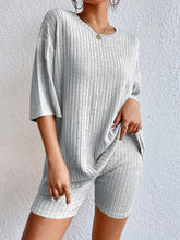 Load image into Gallery viewer, Ribbed Round Neck Top and Shorts Set