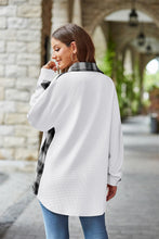 Load image into Gallery viewer, Plaid Collared Dropped Shoulder Jacket