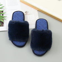 Load image into Gallery viewer, Faux Fur Open Toe Slippers