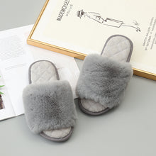 Load image into Gallery viewer, Faux Fur Open Toe Slippers