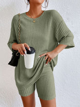 Load image into Gallery viewer, Ribbed Round Neck Top and Shorts Set