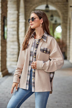 Load image into Gallery viewer, Plaid Collared Dropped Shoulder Jacket