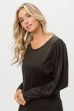 Load image into Gallery viewer, BiBi Round Neck Polka Dot Lantern Sleeve Top