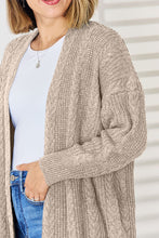 Load image into Gallery viewer, Cable-Knit Open Front Dropped Shoulder Cardigan