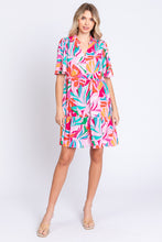Load image into Gallery viewer, GeeGee Printed Short Sleeve Ruffle Hem Dress