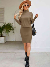Load image into Gallery viewer, Turtle Neck Long Sleeve Ribbed Sweater Dress