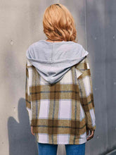 Load image into Gallery viewer, Plaid Dropped Shoulder Hooded Jacket