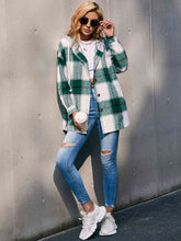 Load image into Gallery viewer, Plaid Dropped Shoulder Hooded Jacket