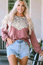 Load image into Gallery viewer, Leopard Round Neck Long Sleeve T-Shirt
