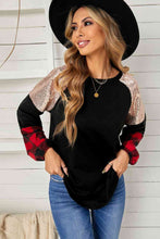 Load image into Gallery viewer, Sequin Color Block Round Neck Sweatshirt