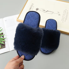Load image into Gallery viewer, Faux Fur Open Toe Slippers