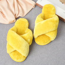 Load image into Gallery viewer, Faux Fur Crisscross Strap Slippers