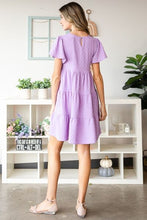 Load image into Gallery viewer, Heimish Full Size Swiss Dot Short Sleeve Tiered Dress