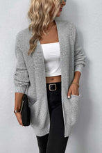 Load image into Gallery viewer, Rib-Knit Open Front Pocketed Cardigan