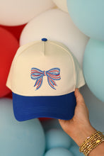 Load image into Gallery viewer, **SALE** Blue Patriotic embroidered Bow Hat
