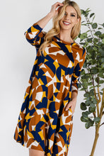 Load image into Gallery viewer, Celeste Full Size Geometric Round Neck Dress with Pockets
