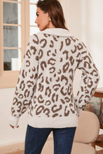 Load image into Gallery viewer, Leopard Half Zip Long Sleeve Sweater
