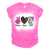 Load image into Gallery viewer, Peace love SFR- bleached and solid tee
