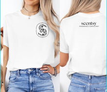 Load image into Gallery viewer, framed floral S left chest with logo on back tee
