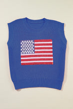 Load image into Gallery viewer, Sequin US Flag Round Neck Sweater Vest

