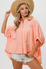 Load image into Gallery viewer, BiBi Plaid Button Up Dolman Sleeve Shirt
