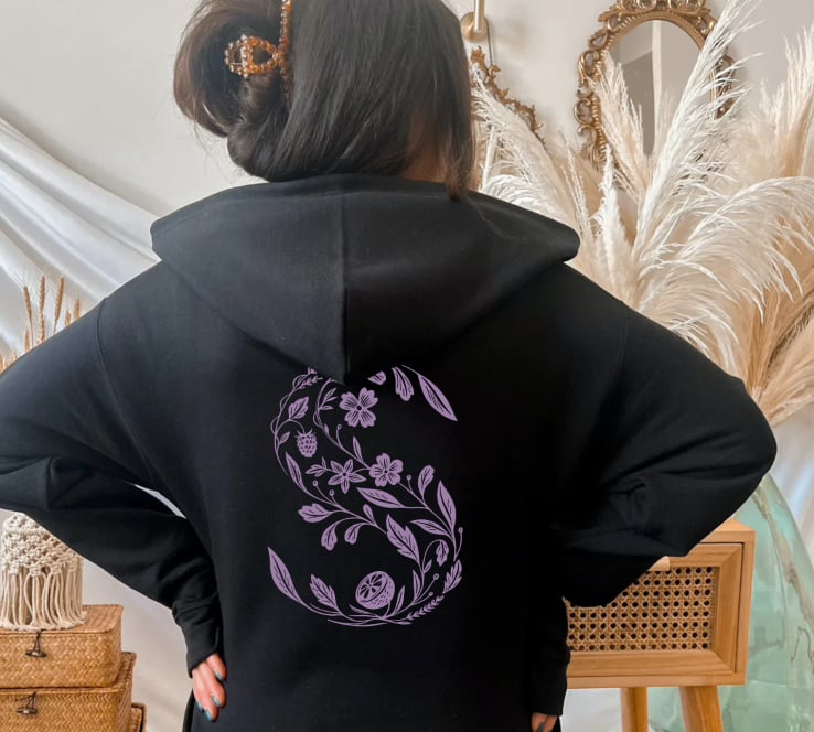 Black Full zip with scentsy purple floral