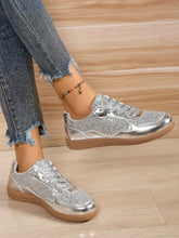 Load image into Gallery viewer, Sequin PU Leather Flat Sneakers
