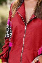 Load image into Gallery viewer, Leopard Zip Up Long Sleeve Hooded Jacket
