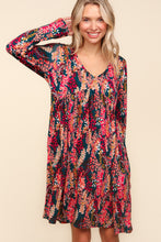 Load image into Gallery viewer, Babydoll Floral Knee Length Dress with Pockets in Hunter Green Berry
