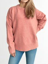 Load image into Gallery viewer, Round Neck Dropped Shoulder Long Sleeve Sweater
