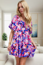 Load image into Gallery viewer, Printed Square Neck Short Sleeve Mini Dress
